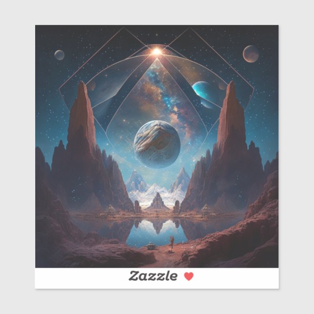 Landschaft kosmischer Fantasie Aufkleber (Blatt)