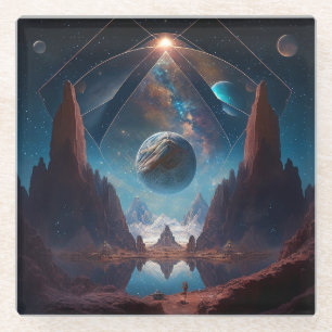 Landschaft kosmischer Fantasie Glasuntersetzer