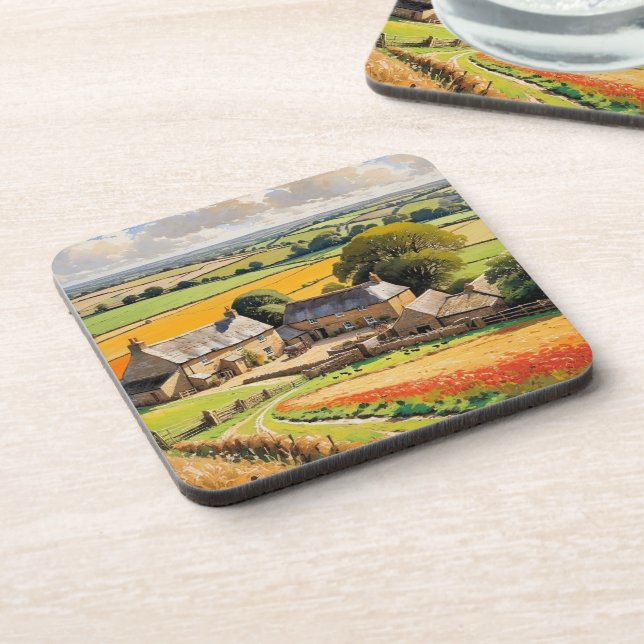 Landschaft Landgut Landschaft Illustriert Getränkeuntersetzer (Linke Seite)