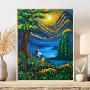 Landschaft Lebhafte Farben Sonnenuntergang Reading Poster