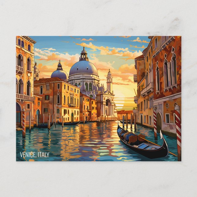 Landschaft Malerei Venedig Canals Italien Wandern Postkarte (Vorderseite)