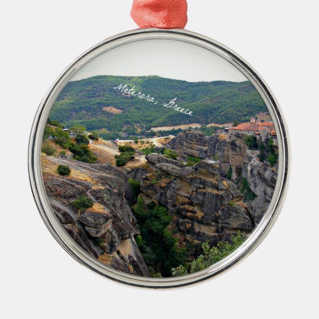 Landschaft Meterora, Griechenland Silbernes Ornament (Vorne)