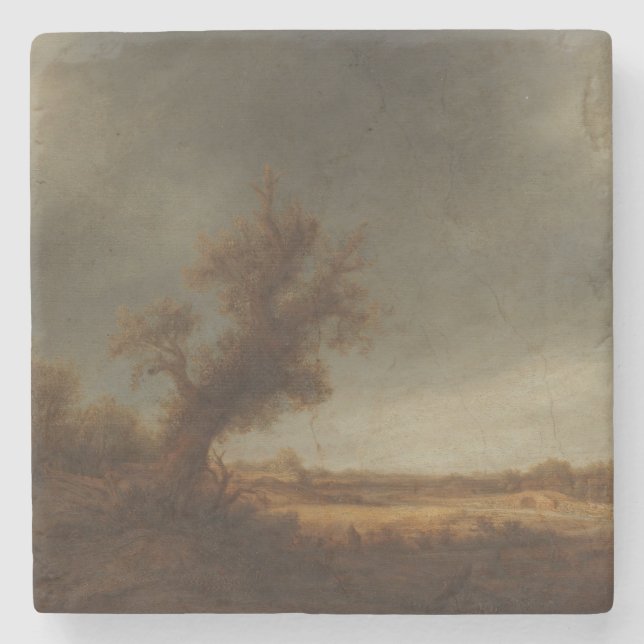 Landschaft mit alter Eiche, Adriaen van Ostade, Ca Steinuntersetzer (Vorderseite)