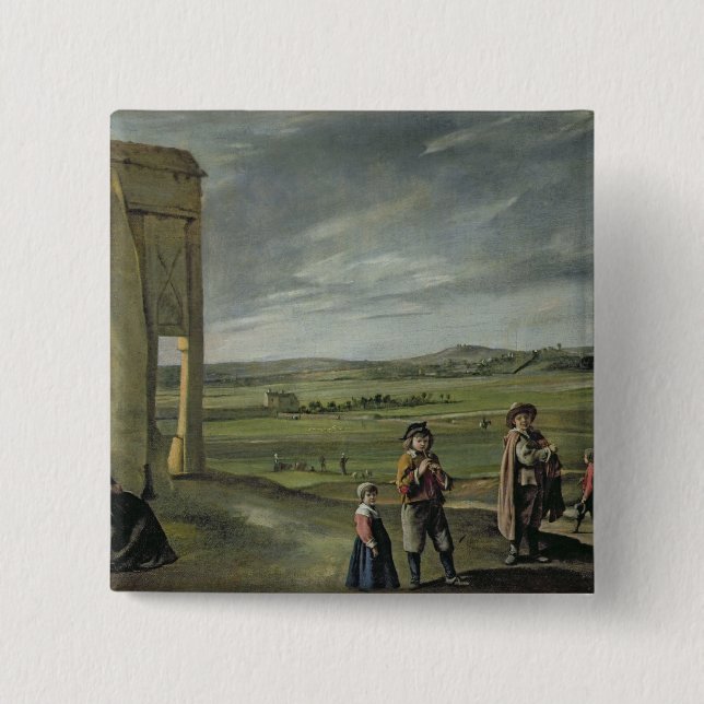Landschaft mit Bauern, c.1640 Button (Vorderseite)