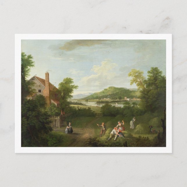Landschaft mit Bauern, c.1730-40 (Öl auf Leinwand) Postkarte (Vorderseite)