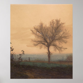 Landschaft mit Bäumen und Plowman Poster