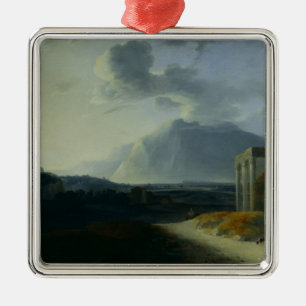 Landschaft mit Berg Stromboli Ornament Aus Metall