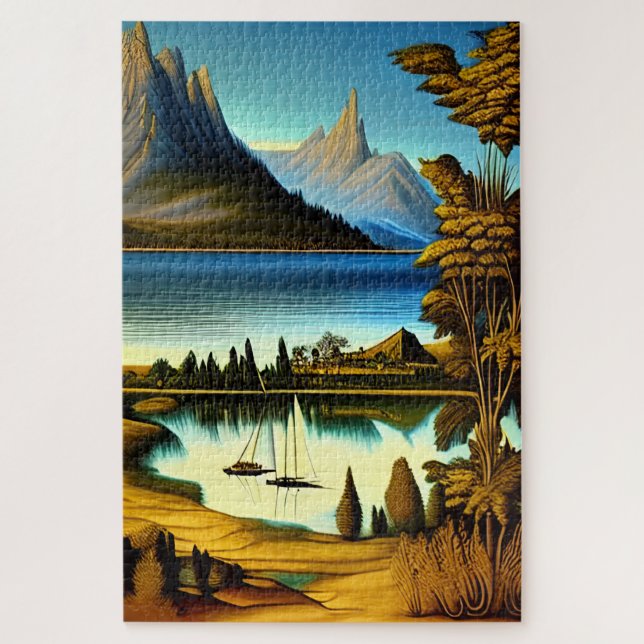 Landschaft mit Bergen Kunst Puzzle (Vertikal)