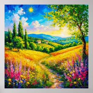 Landschaft mit Blume Poster