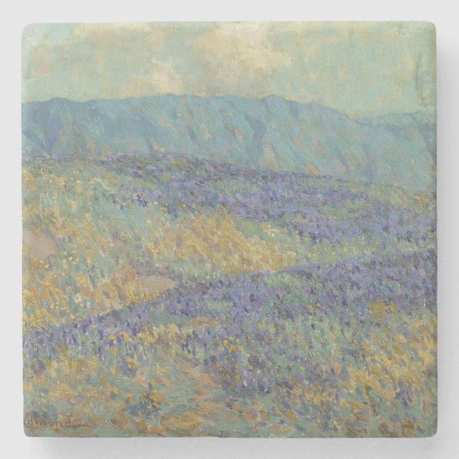 Landschaft mit Blumen (von Granville Redmond) Steinuntersetzer (Vorderseite)
