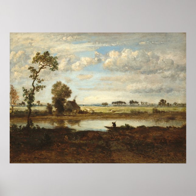 Landschaft mit Boatman, Théodore Rousseau Kunst un Poster (Vorne)