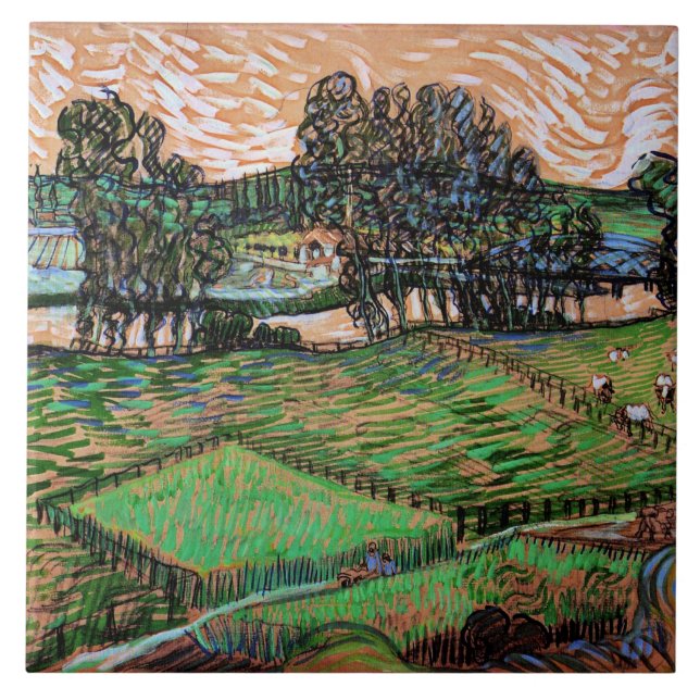 Landschaft mit Brücke über die Oise Fliese (Vorderseite)