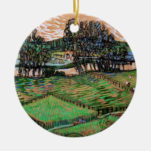 Landschaft mit Brücke über die Oise Keramik Ornament (Vorne)