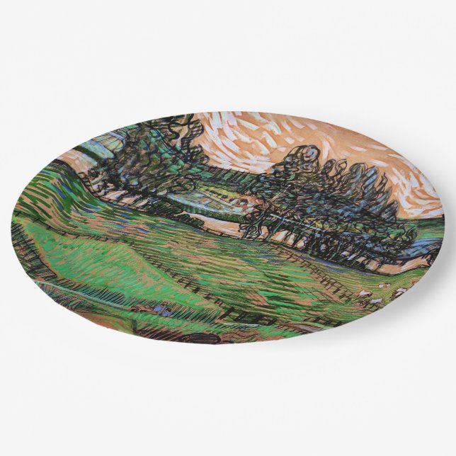Landschaft mit Brücke über die Oise Pappteller (Schrägansicht)