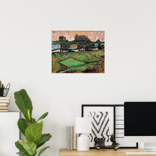 Landschaft mit Brücke über die Oise Poster