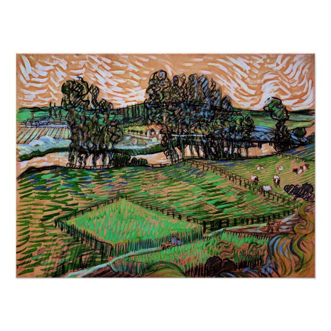 Landschaft mit Brücke über die Oise Poster (Vorderseite)