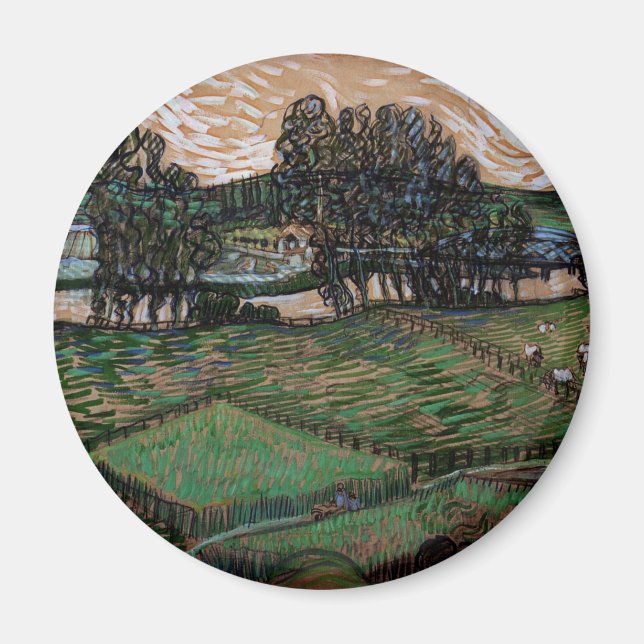 Landschaft mit Brücke über die Oise (van Gogh) Magnet (Vorne)