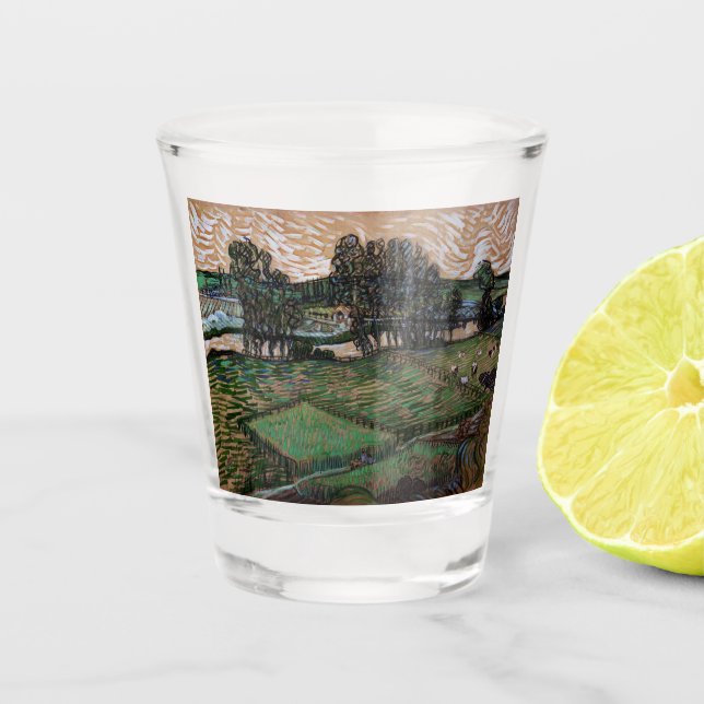 Landschaft mit Brücke über die Oise (van Gogh) Schnapsglas (Vorderseite)