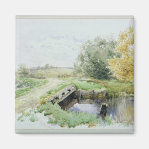 Landschaft mit Brücke über einem Strom Magnet