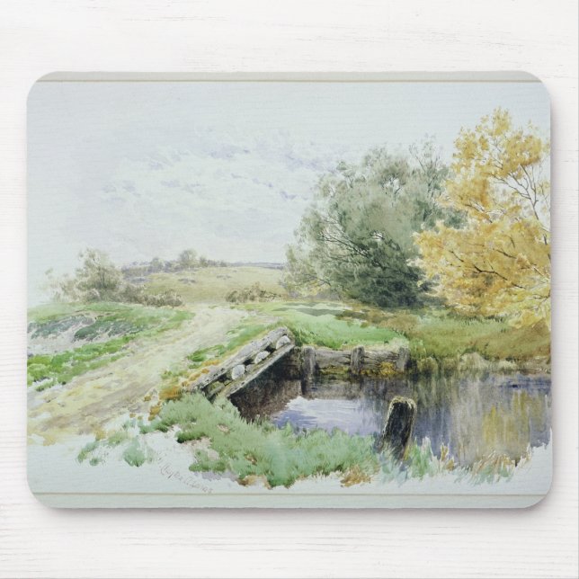 Landschaft mit Brücke über einem Strom Mousepad (Vorne)