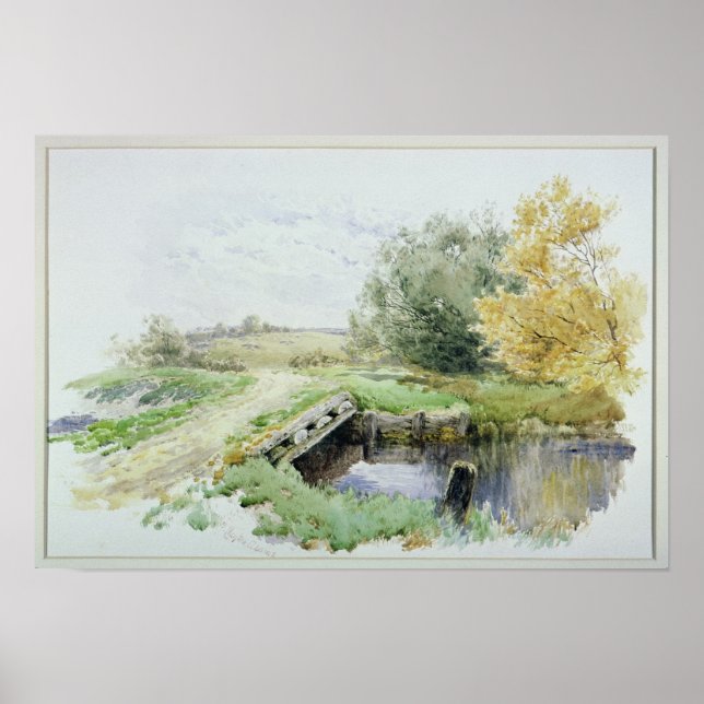 Landschaft mit Brücke über einen Fluss Poster (Vorne)