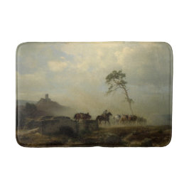 Landschaft mit Burgruinen und Reiten Badematte