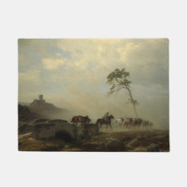 Landschaft mit Burgruinen und Reiten Fußmatte