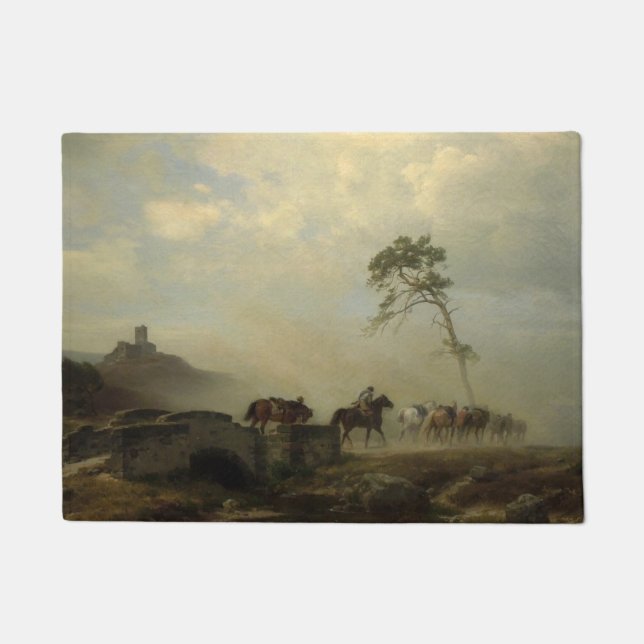 Landschaft mit Burgruinen und Reiten Fußmatte (Vorderseite)