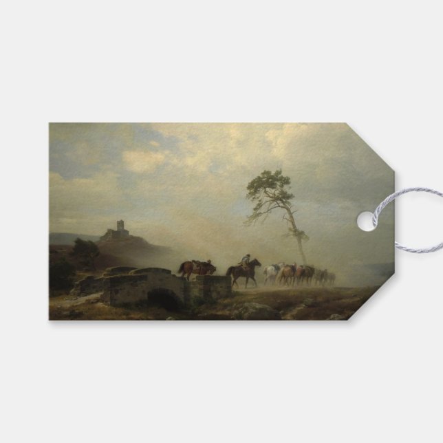 Landschaft mit Burgruinen und Reiten Geschenkanhänger (Vorderseite (Horizontal))