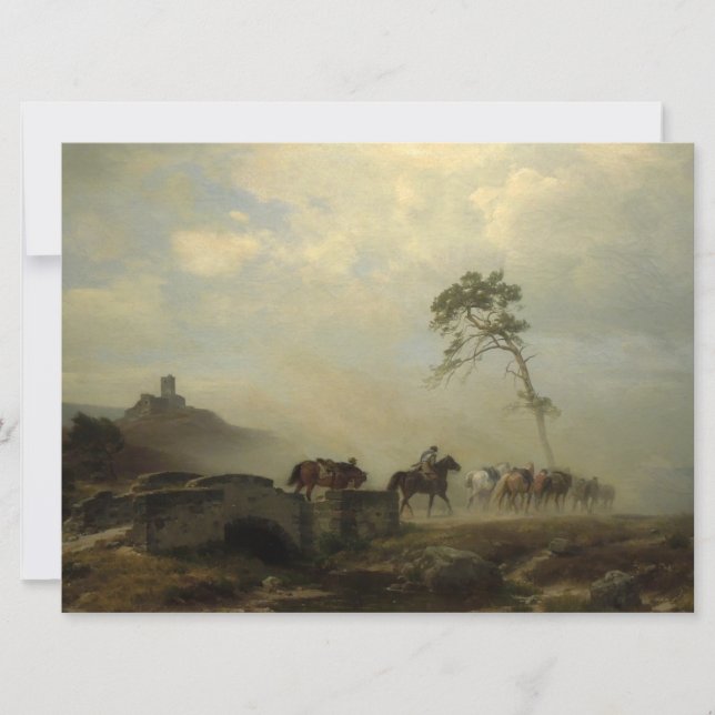 Landschaft mit Burgruinen und Reiten Karte (Vorderseite)