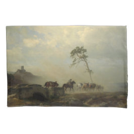 Landschaft mit Burgruinen und Reiten Kissenbezug