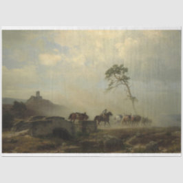 Landschaft mit Burgruinen und Reiten Seidenpapier
