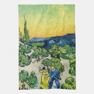 Landschaft mit Couple Walking von Vincent van Gogh Geschirrtuch