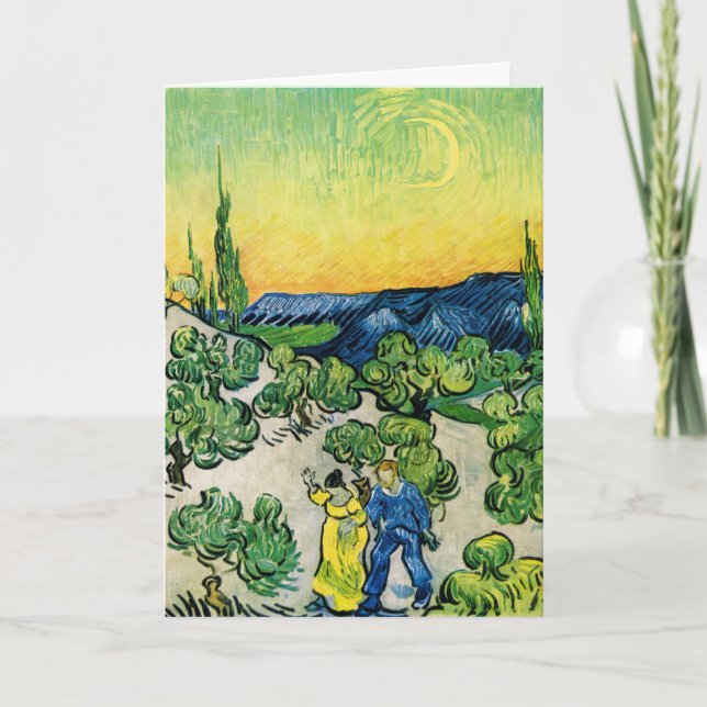 Landschaft mit Couple Walking von Vincent van Gogh Karte (Vorderseite)