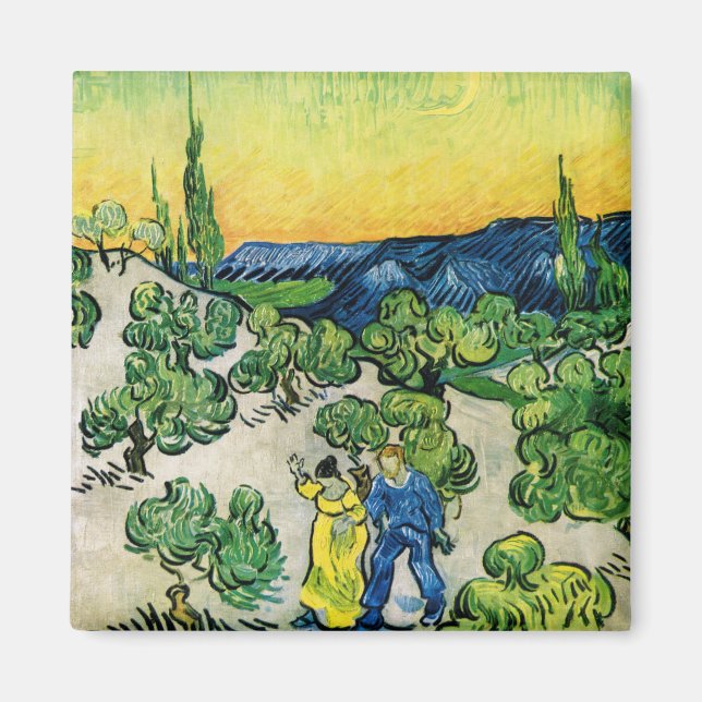 Landschaft mit Couple Walking von Vincent van Gogh Magnet (Vorne)