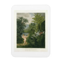 Landschaft mit Cupid, die einen Pfeil auf einen Pa