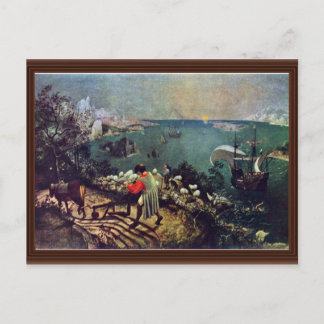 Landschaft mit dem Fall des Ikarus von Bruegel D. Postkarte