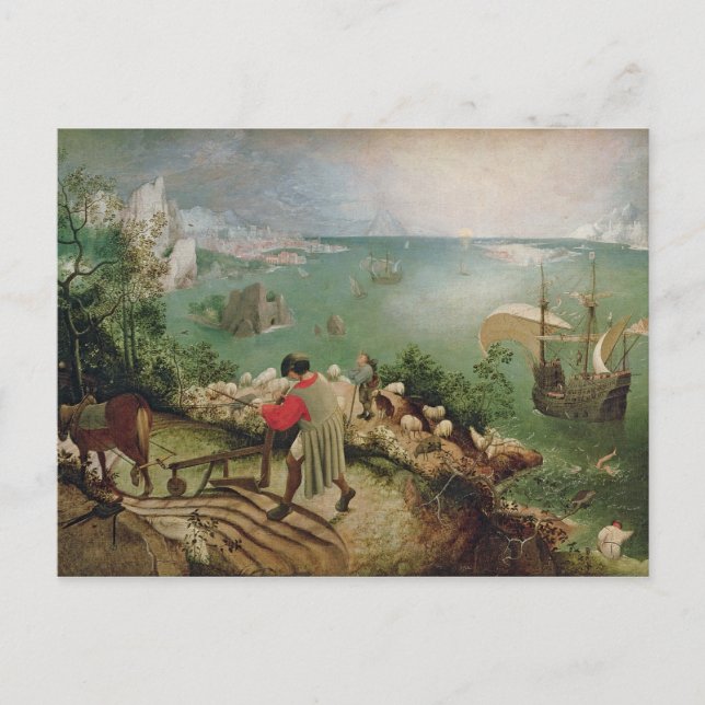 Landschaft mit dem Fall von Icarus, c.1555 Postkarte (Vorderseite)