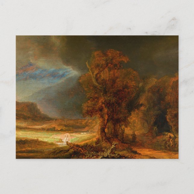 Landschaft mit dem guten Samariter von Rembrandt Postkarte (Vorderseite)