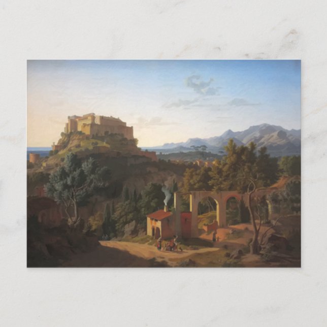 Landschaft mit dem Schloss von Massa di Carrara Postkarte (Vorderseite)