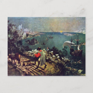 Landschaft mit dem Sturz des Ikarus von Bruegel d. Postkarte