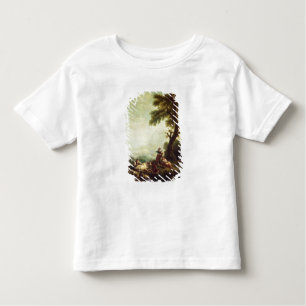 Landschaft mit den Bauern, die eine Herde des Kleinkind T-shirt