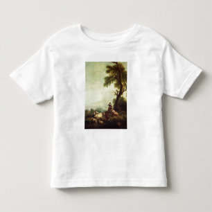 Landschaft mit den Bauern, die eine Herde des Kleinkind T-shirt