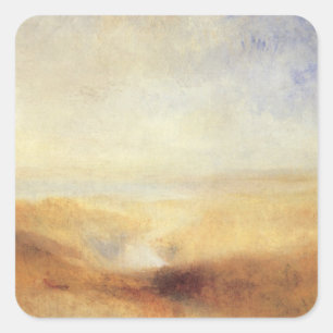 Landschaft mit der Ferne der Bucht von Joseph Turn Quadratischer Aufkleber