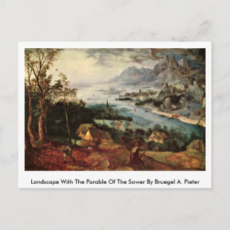 Landschaft mit der Parabel der Dusche von Bruegel Postkarte