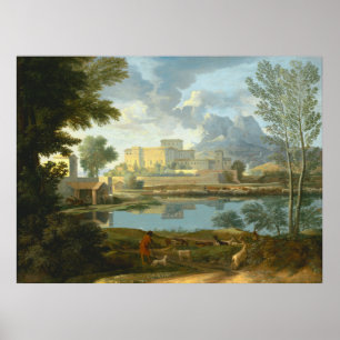 Landschaft mit der Ruhe von Nicolas Pouss Poster