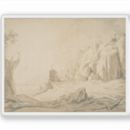 Landschaft mit der Straße unterhalb der Klippen be Aufkleber