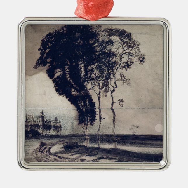 Landschaft mit drei Bäumen, 1850 Silbernes Ornament (Vorne)