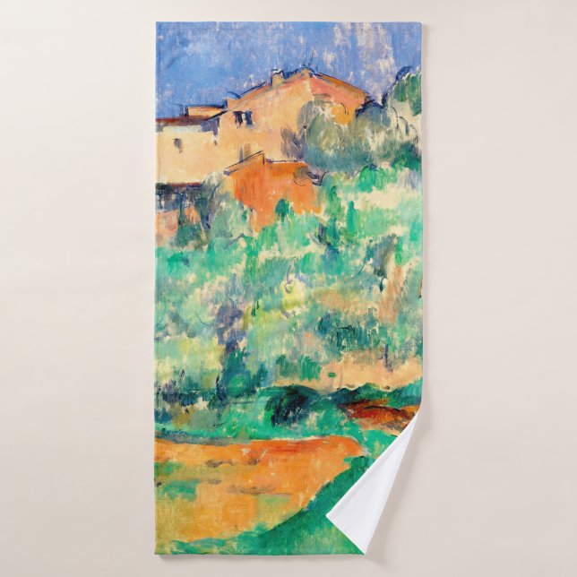 Landschaft mit einem Haus, Cezanne Badehandtuch (Badehandtuch)