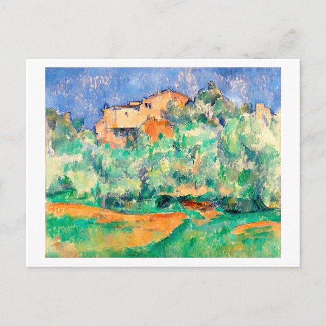 Landschaft mit einem Haus, Cezanne Postkarte (Vorderseite)